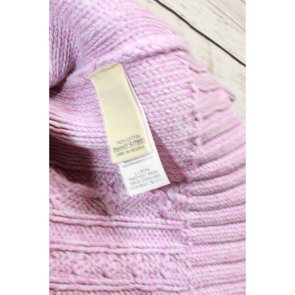 LL Bean Double L Cable Sweater Zip Cardigan Light Pink Size Medium - Picture 5 of 10